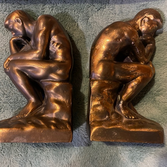 Antique Bronze Book End-Rodin The Thinker (the thinking man) - Picture 5 of 13